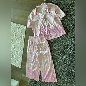 Disney Frozen Olaf Satin Pajama Set Pink Womens Size XL